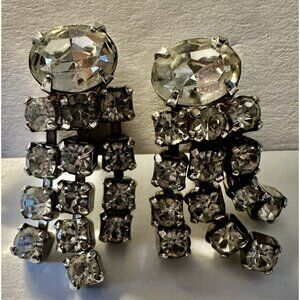 Vintage Clear Rhinestone Prong Set Screw Back Earrings Estate Item